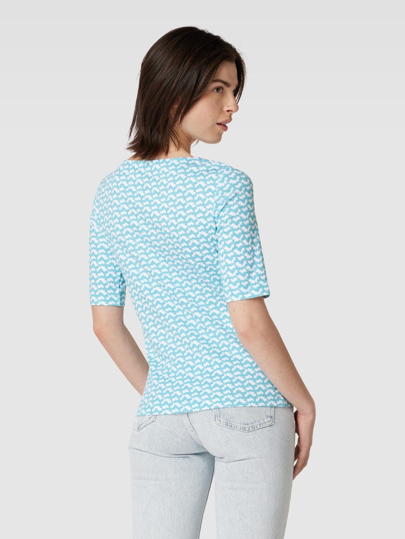 T-Shirt mit Allover-Muster in helltürkis