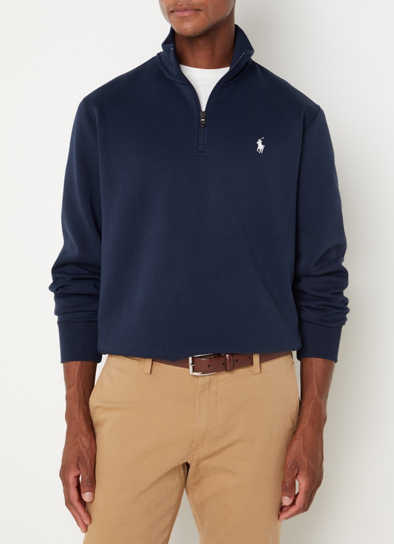 Πουλόβερ Ralph Lauren με λεπτή πλέξη και κουκούλα, φερμουάρ στο μισό μέρος και κέντημα με λογότυπο