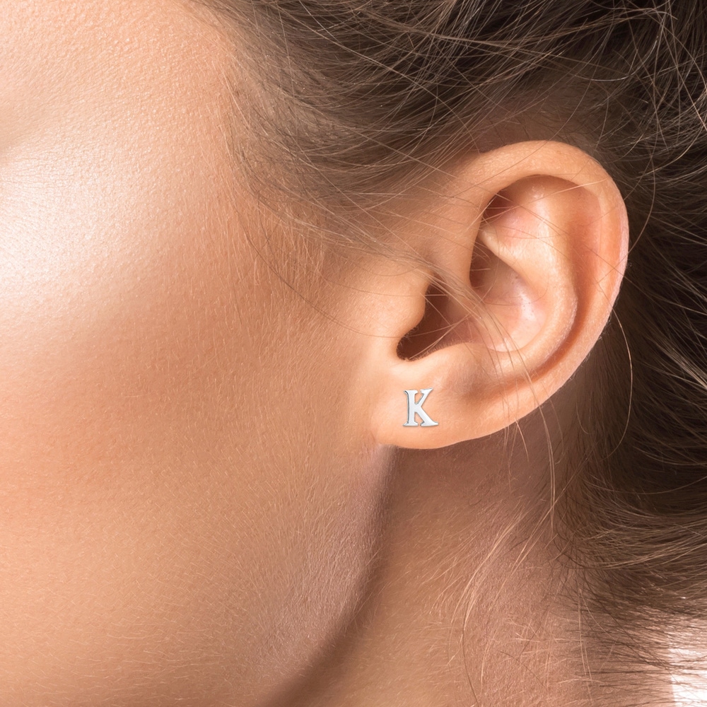 Elli Elli Boucles d'Oreilles Lettre K Clous d'Oreilles Femme - (925/1000) Argent Boucles d'oreilles