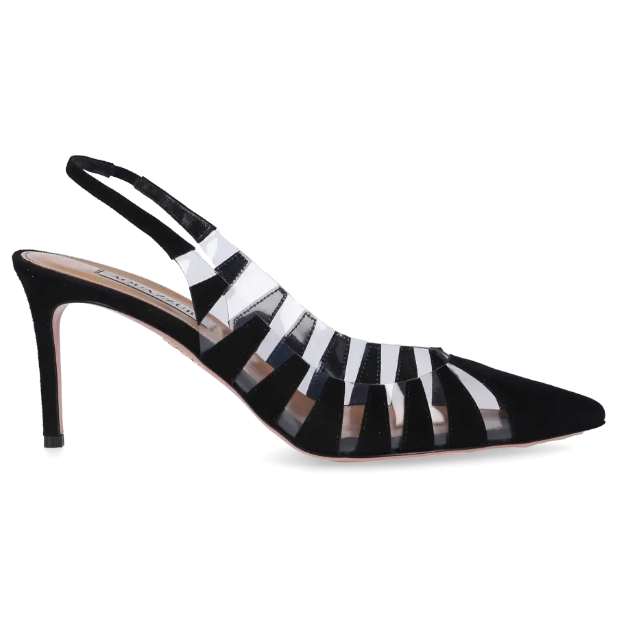 Aquazzura - Slingpumps HOT RUMOR 75 Veloursleder PVC - schwarz