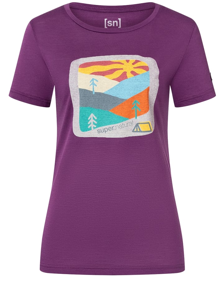 super.natural Merino T-Shirt W MOUNTAIN ART TEE in lila günstig kaufen
