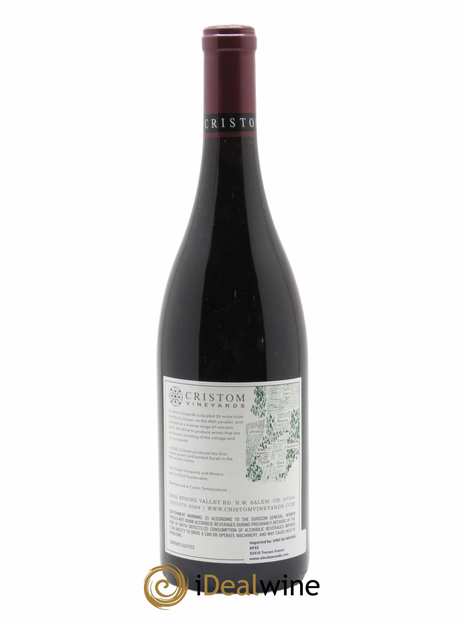 Willamette Valley Estate Syrah Cristom Vineyards  2012 - Lot de 1 Bouteille