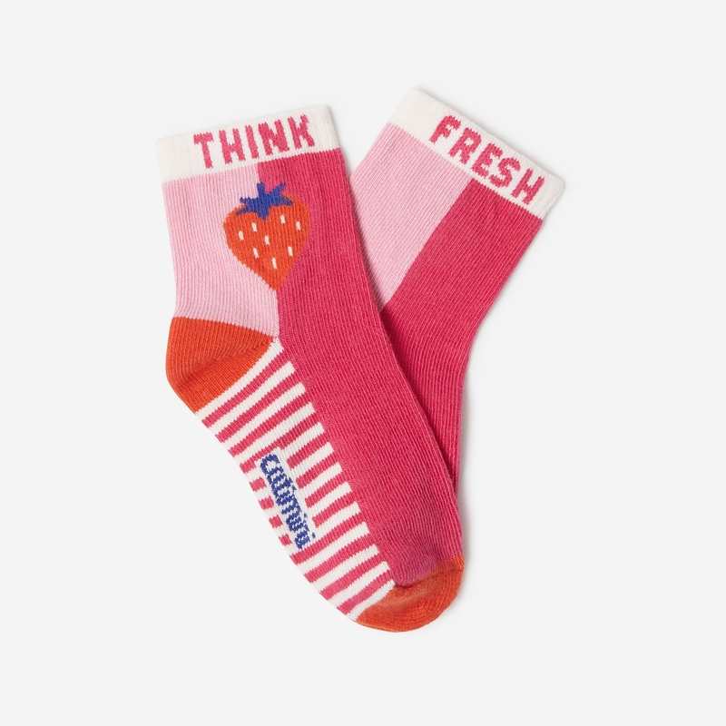Chaussettes bébé fille roses à motifs fraises Catimini