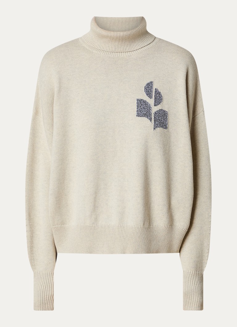 Isabel Marant Nash -ohutneuleinen poolopaita villasekoitteesta, jossa logopainatus ja lurex