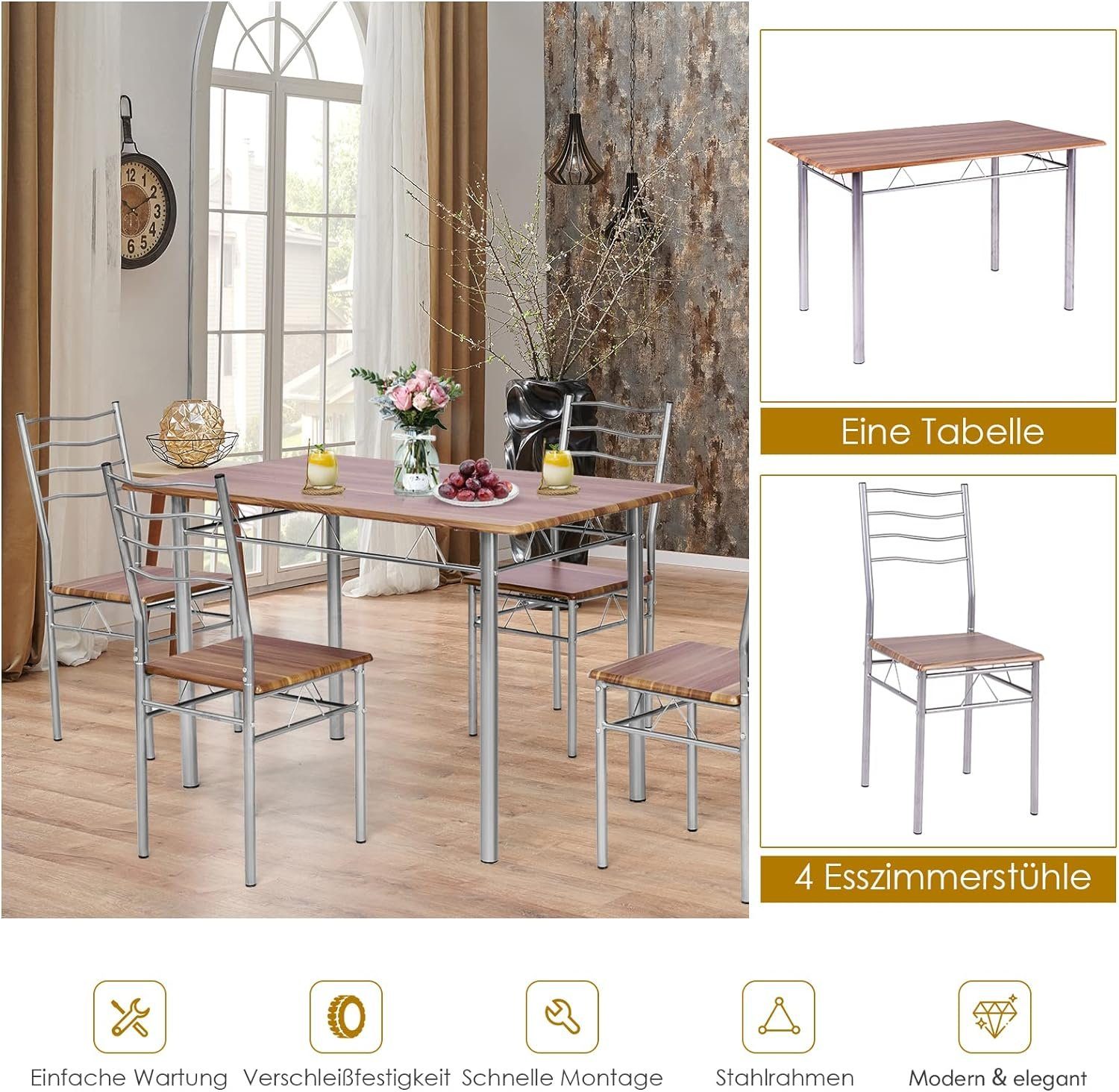 KOMFOTTEU Essgruppe Küchenmöbel, (Set, 5-tlg), für Esszimmer Küche
