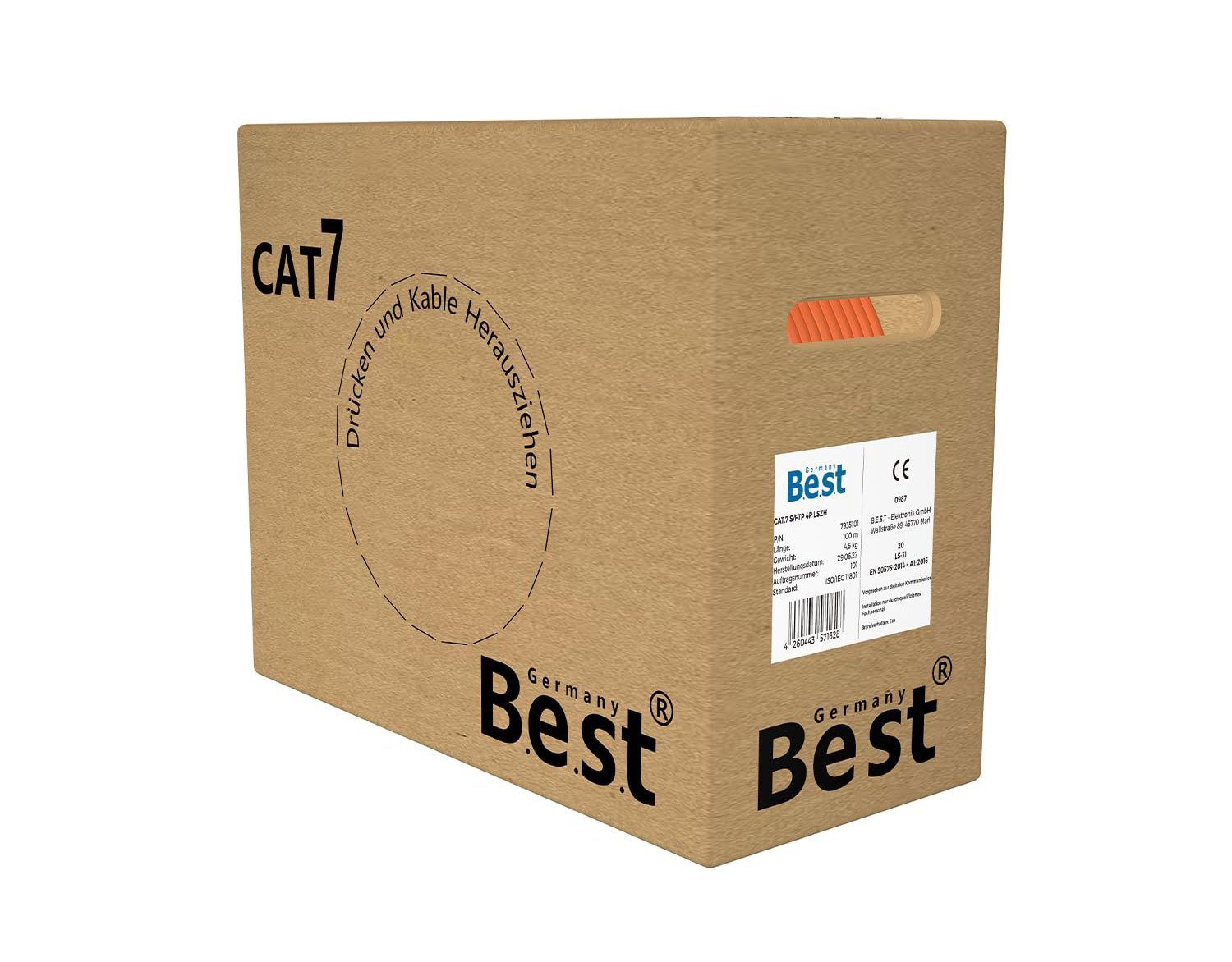 B.E.S.T. Germany CAT 7 Verlegekabel Simplex Gigabit Netzwerkkabel Lan 1000Mhz KAT 7 LAN-Kabel, (5000 cm), 50m