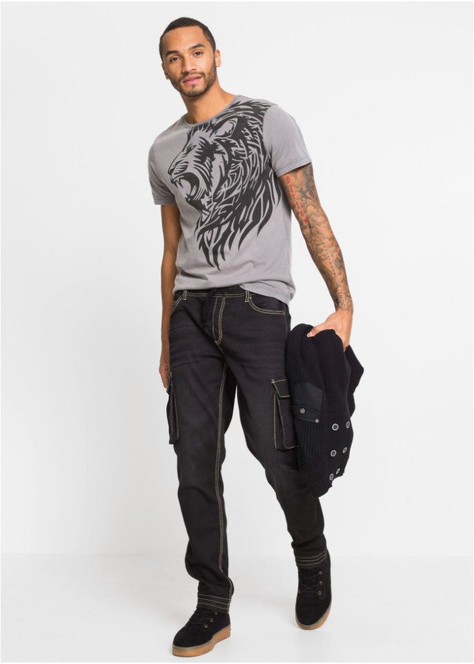 Pflegeleichtes T-Shirt aus Baumwolle, Slim Fit
