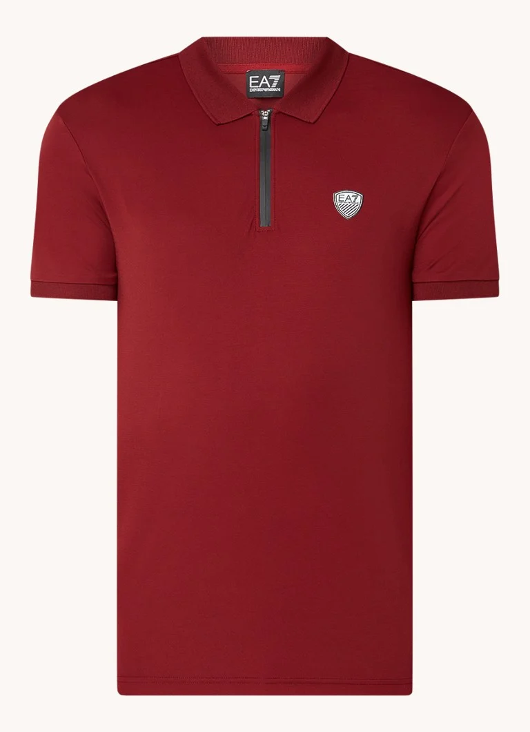 Polo Emporio Armani de corte regular com logotipo e meio zíper.