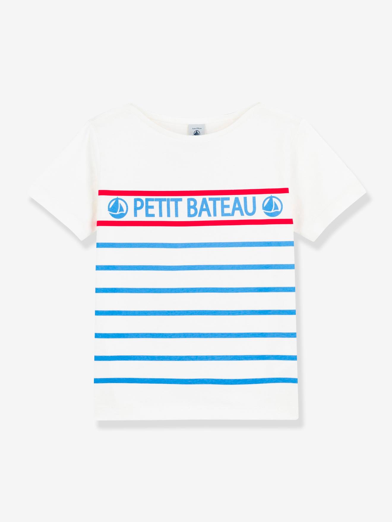 T-shirt manches courtes en coton garçon PETIT BATEAU rayé bleu