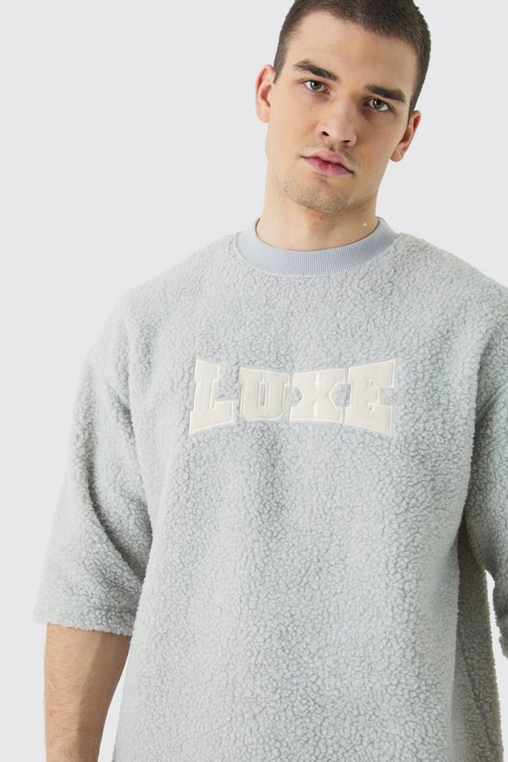 Tall Oversize Borg T-Shirt mit Applikation