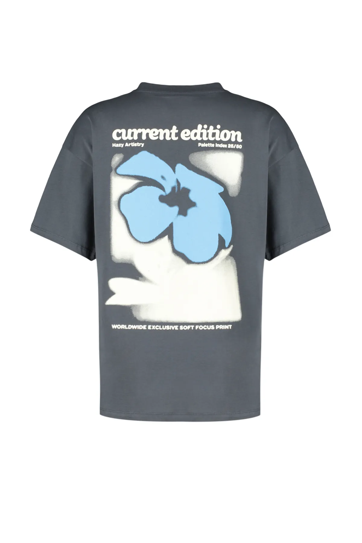 Trendyol Collection  Anthrazitfarbenes Strick-T-Shirt aus 100 % Baumwolle auf der Rückseite und der Vorderseite mit übergroßem/weitem Muster TWOSS24TS00056