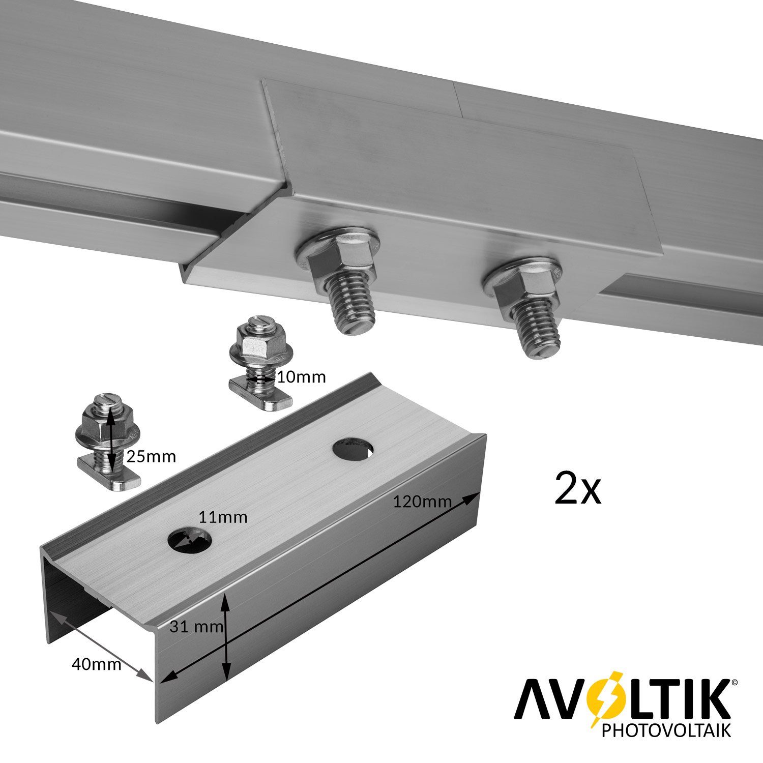 avoltik Solarmodul Solar-Halterung Ziegeldach Montageset Dach Befestigung f 2 Solarmodule
