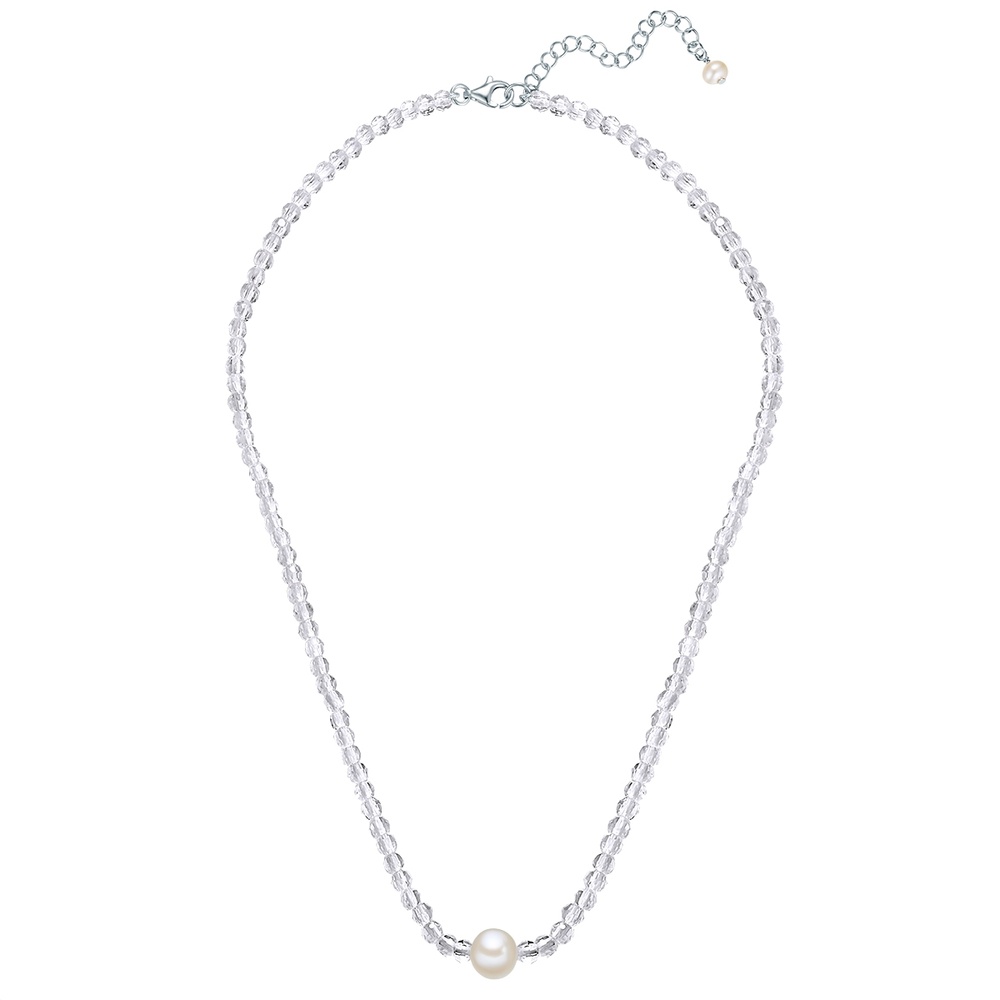 Valero Pearls Chaîne Argent sterling Cristal de quartz Perle de culture d'eau douce en Argent collier