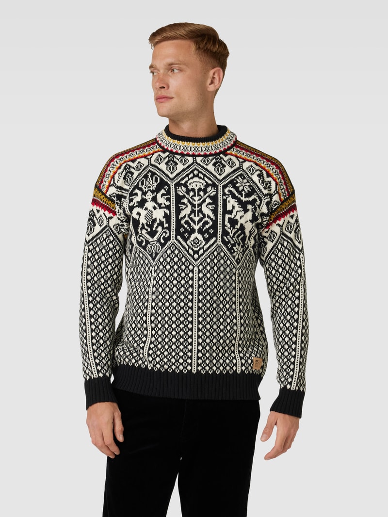 Wollpullover mit Stehkragen in schwarz