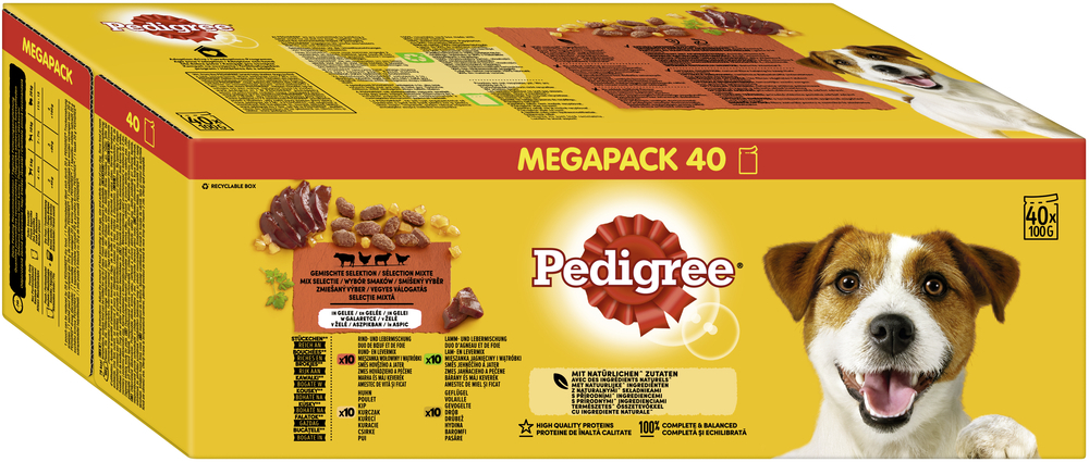 Pedigree Hundenassfutter Pedigree Vital Multipack Portionsbeutel in Gelee 40x100g