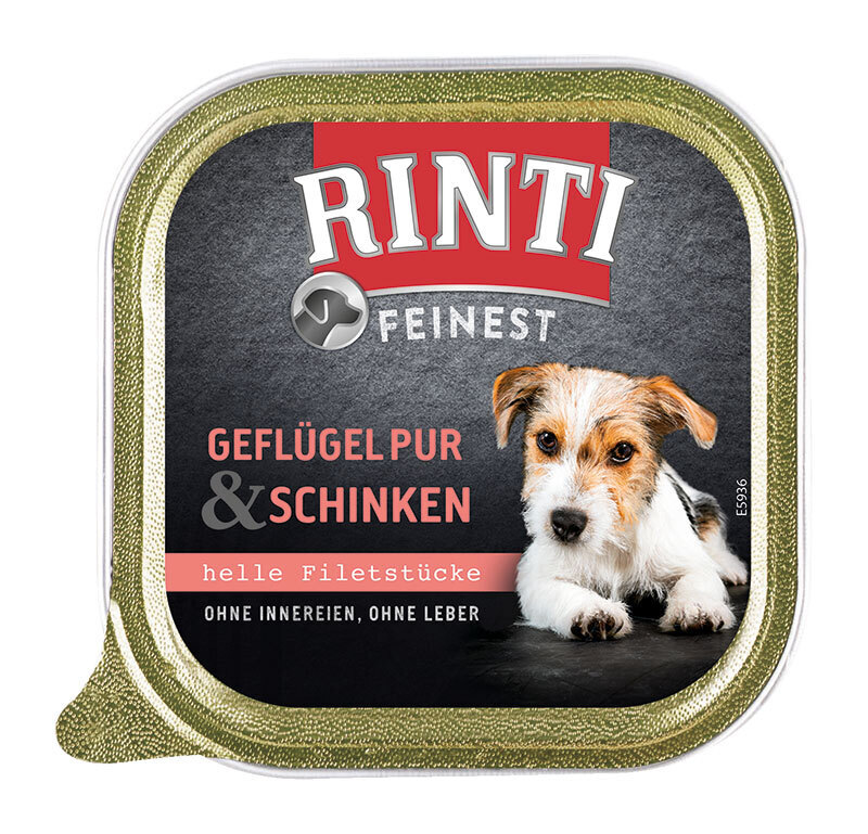 RINTI Hundenassfutter RINTI Feinest Adult Geflügel pur & Schinken 44x150 g