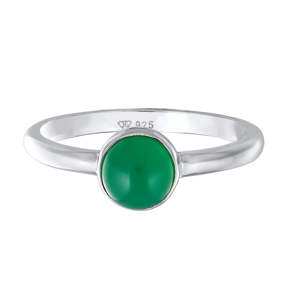 Elli PREMIUM Elli PREMIUM Bague Femmes Solitaire Basique Vert avec pierre précieuse Agate en A Bague