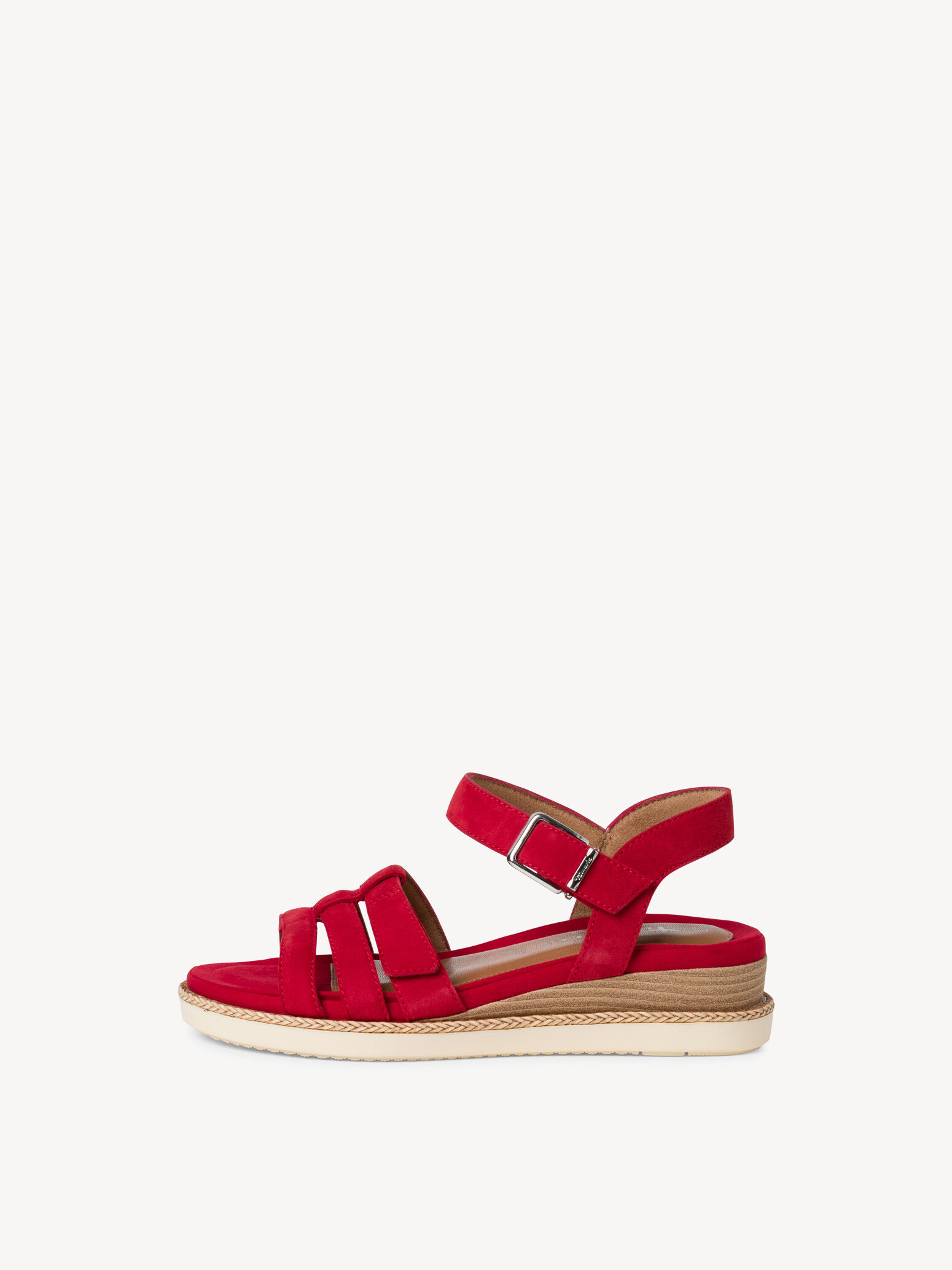 Sandale à talon en cuir - rouge