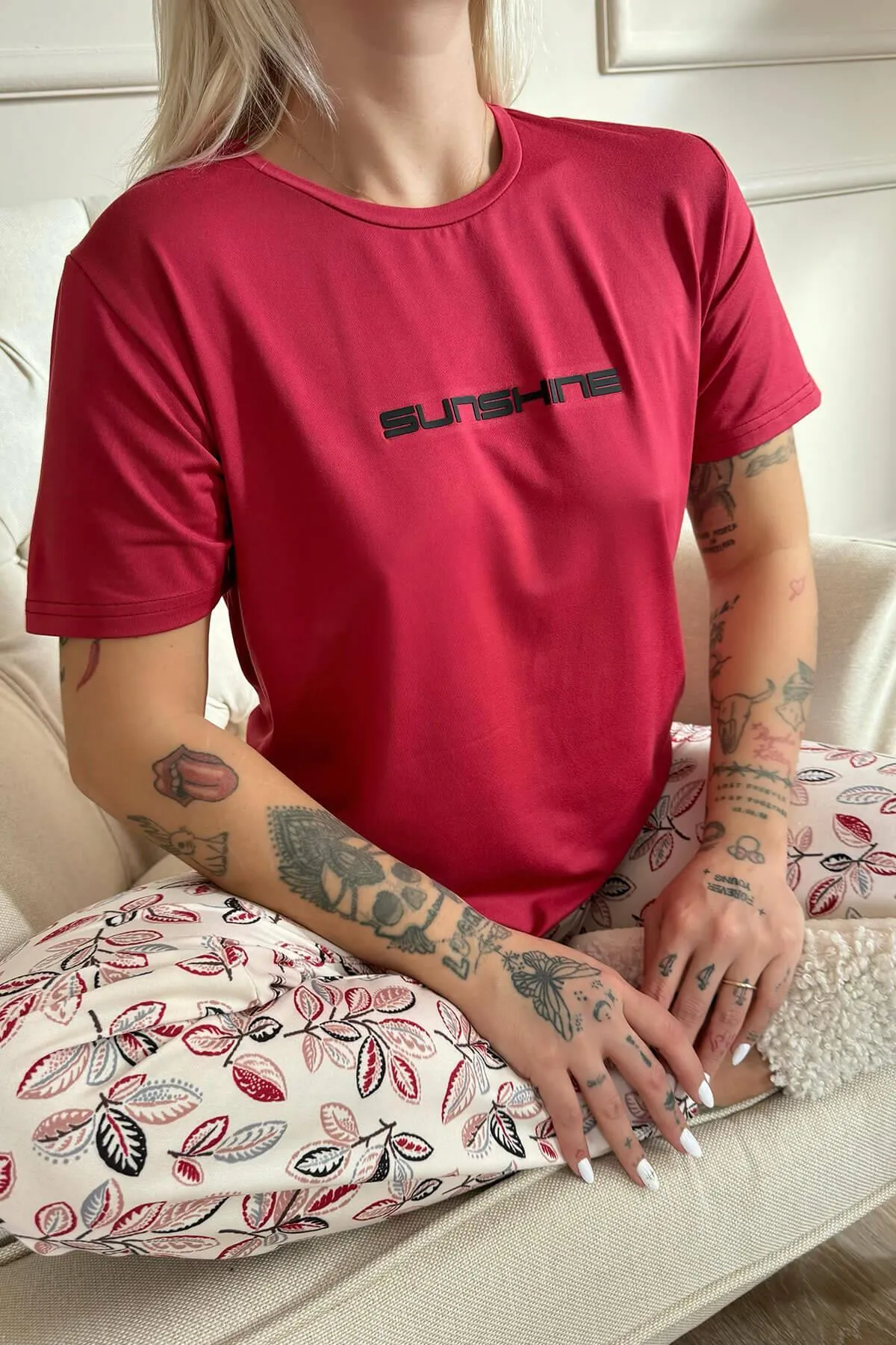 Pijamaevi  Pyjama set - Bordeaux - Unifarben