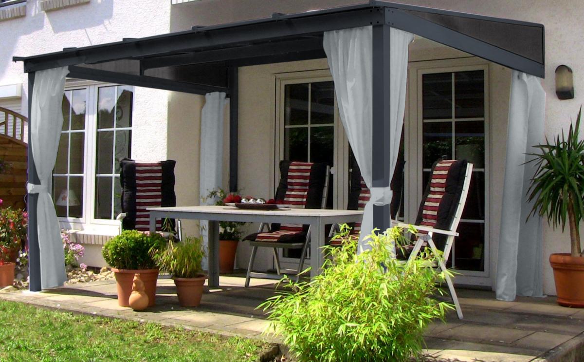 LECO Terrassenüberdachung Melanie mit Seitenteile - ca. 400 x 300 x 266 cm, Anthrazit