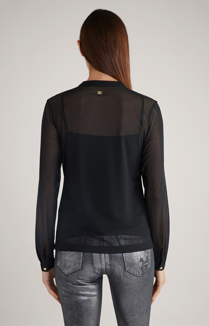 Mesh-Bluse in Schwarz