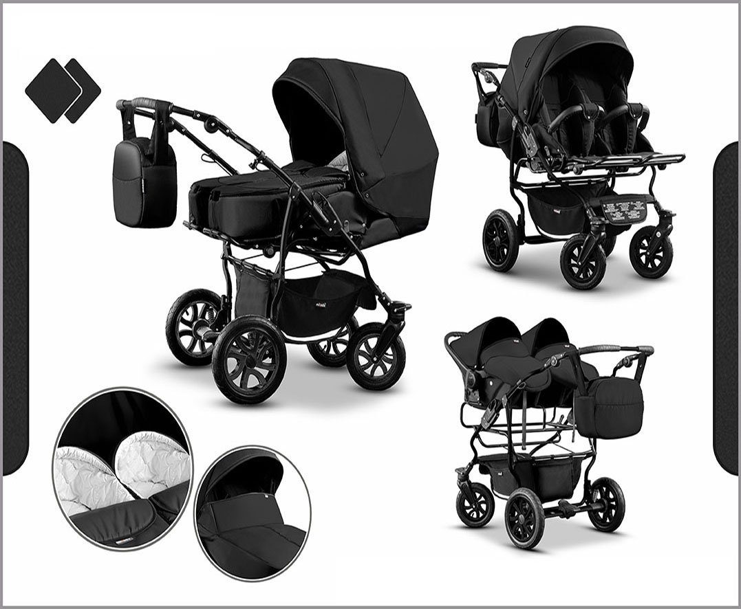 Elcar Zwillings-Kombikinderwagen Zwillingskinderwagen 3 in 1 Duet - 15 Teile - in 20 Farben