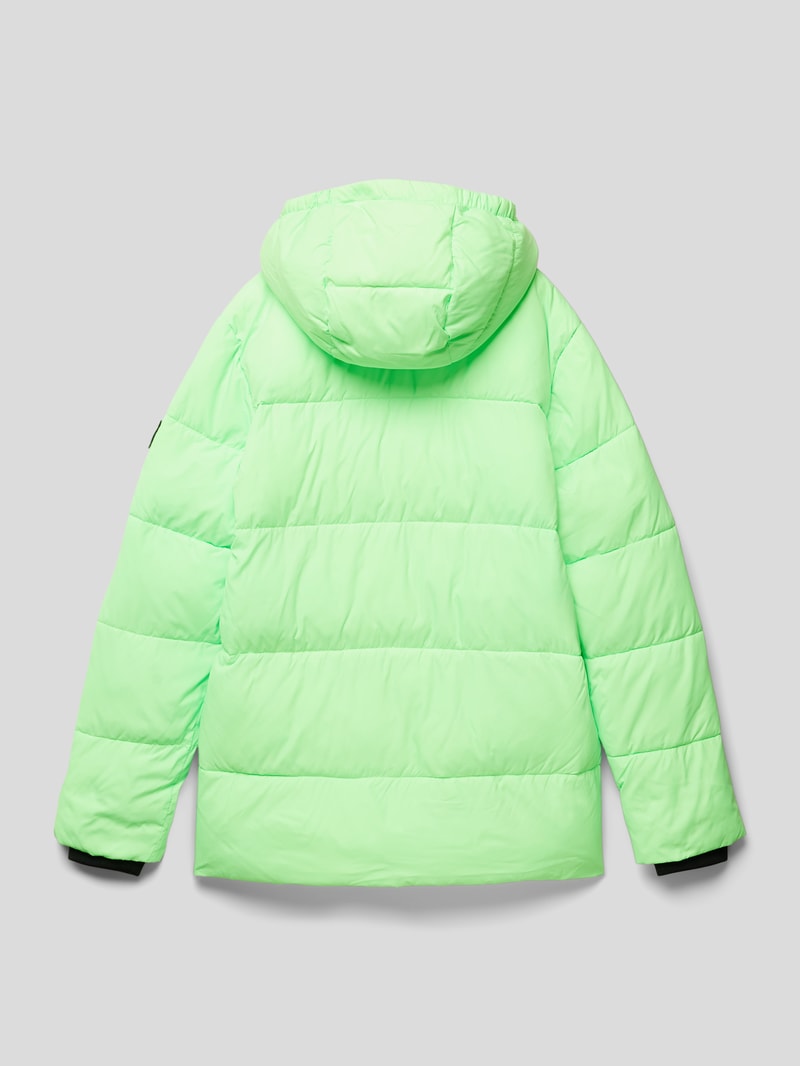 Steppjacke mit Label-Print Modell 'ESSENTIAL' in neon grün