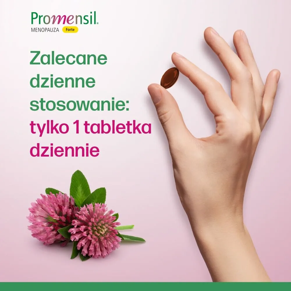 Promensil Forte, vaistas, palengvinantis menopauzės simptomus, tabletės