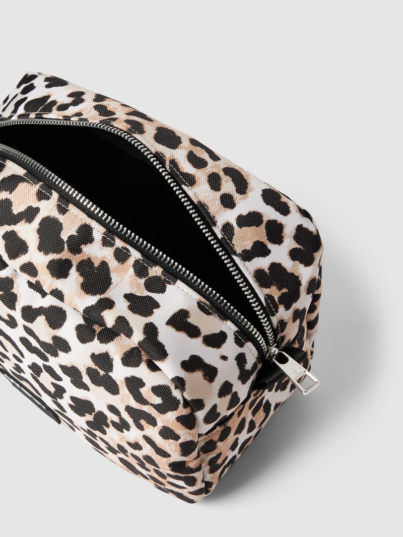 Kosmetiktasche mit Allover-Muster Modell 'Cleo' in sand