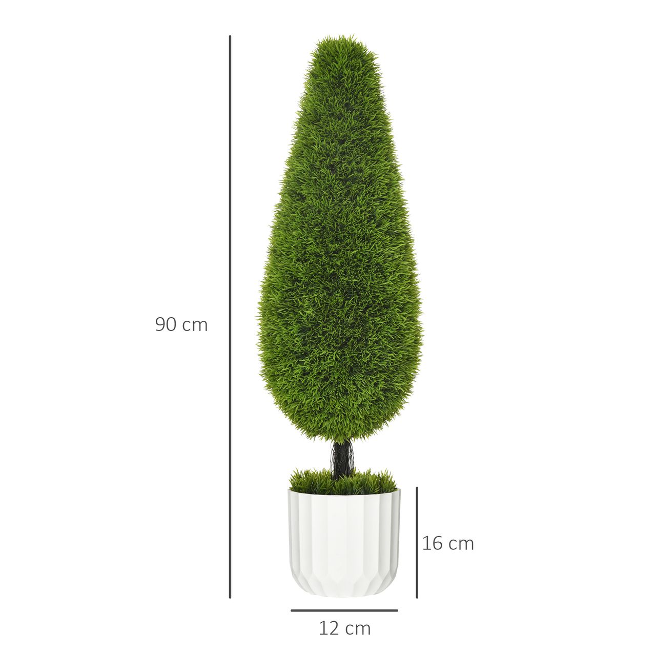 HOMCOM Kunstpflanze Zypresse 2er-Set 90 cm Künstliche Pflanzen Kunstbaum im Topf