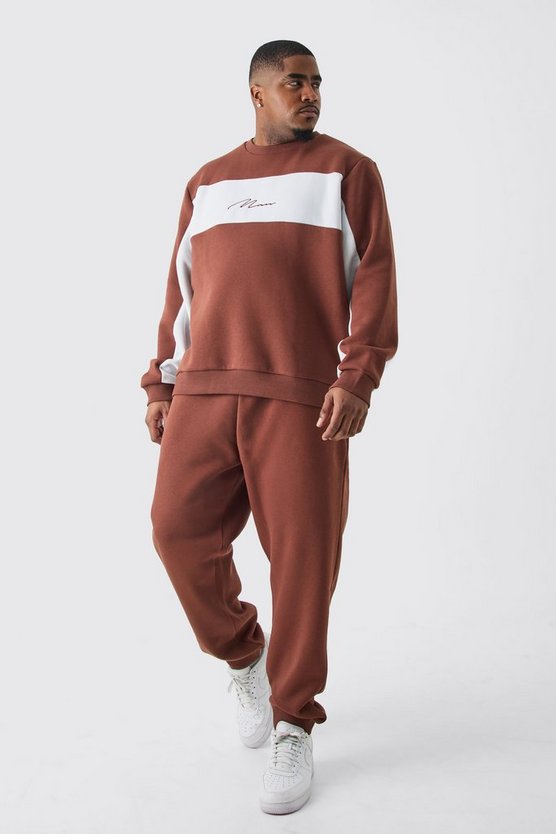 Plus Colorblock Man Sweatshirt-Trainingsanzug