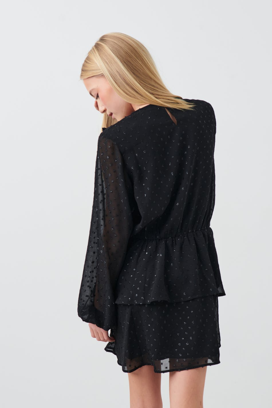 Y long sleeve frill dress