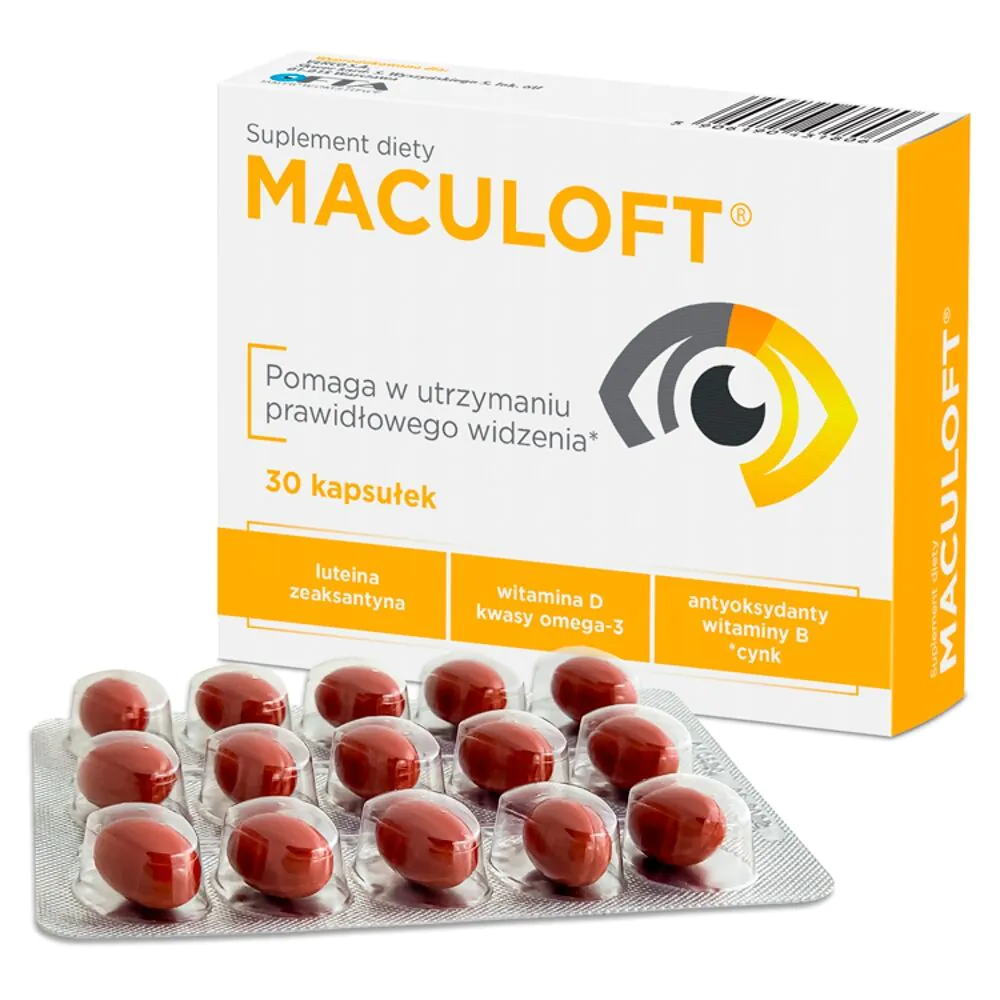 Maculoft, dodatak prehrani koji sadrži sastojke koji podržavaju vid, kapsule