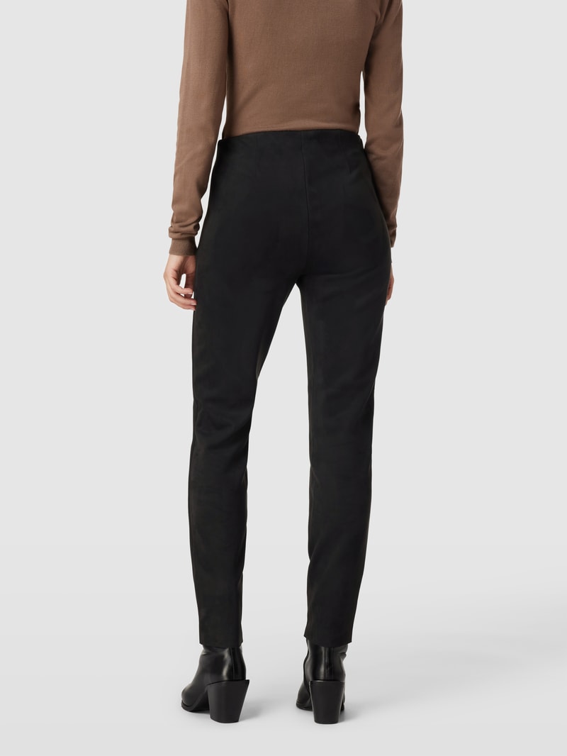 Stoffhose in Velours-Optik in schwarz