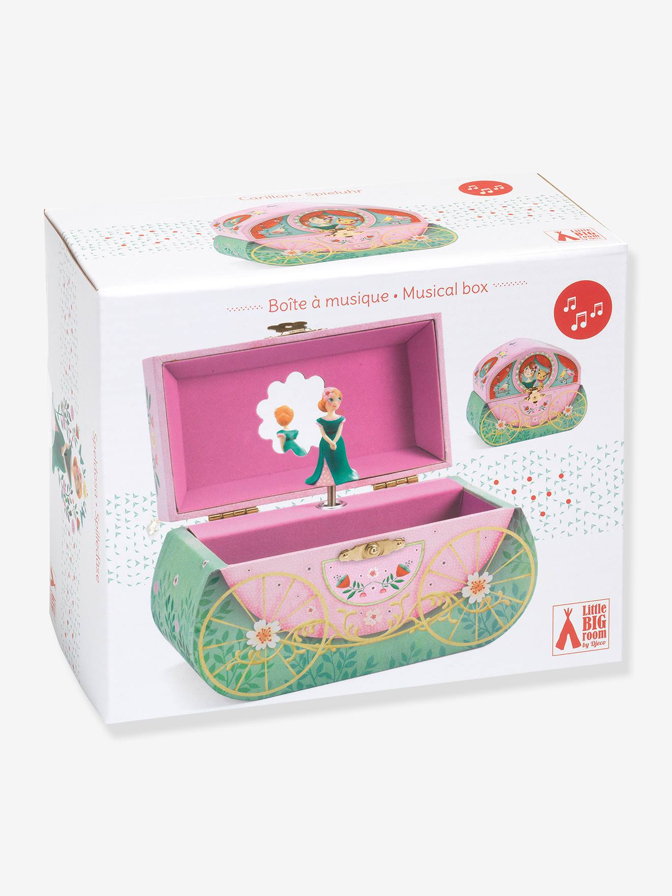 Djeco Kinder Schmuckkästchen mit Spieluhr Prinzessin DJECO - rosa bedruckt