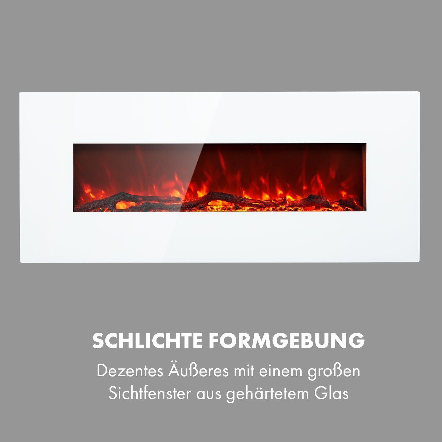 Klarstein Elektrokamin Lausanne Long, elektrischer Kamin Heizfunktion elektrischer Kaminofen Elektrokamin