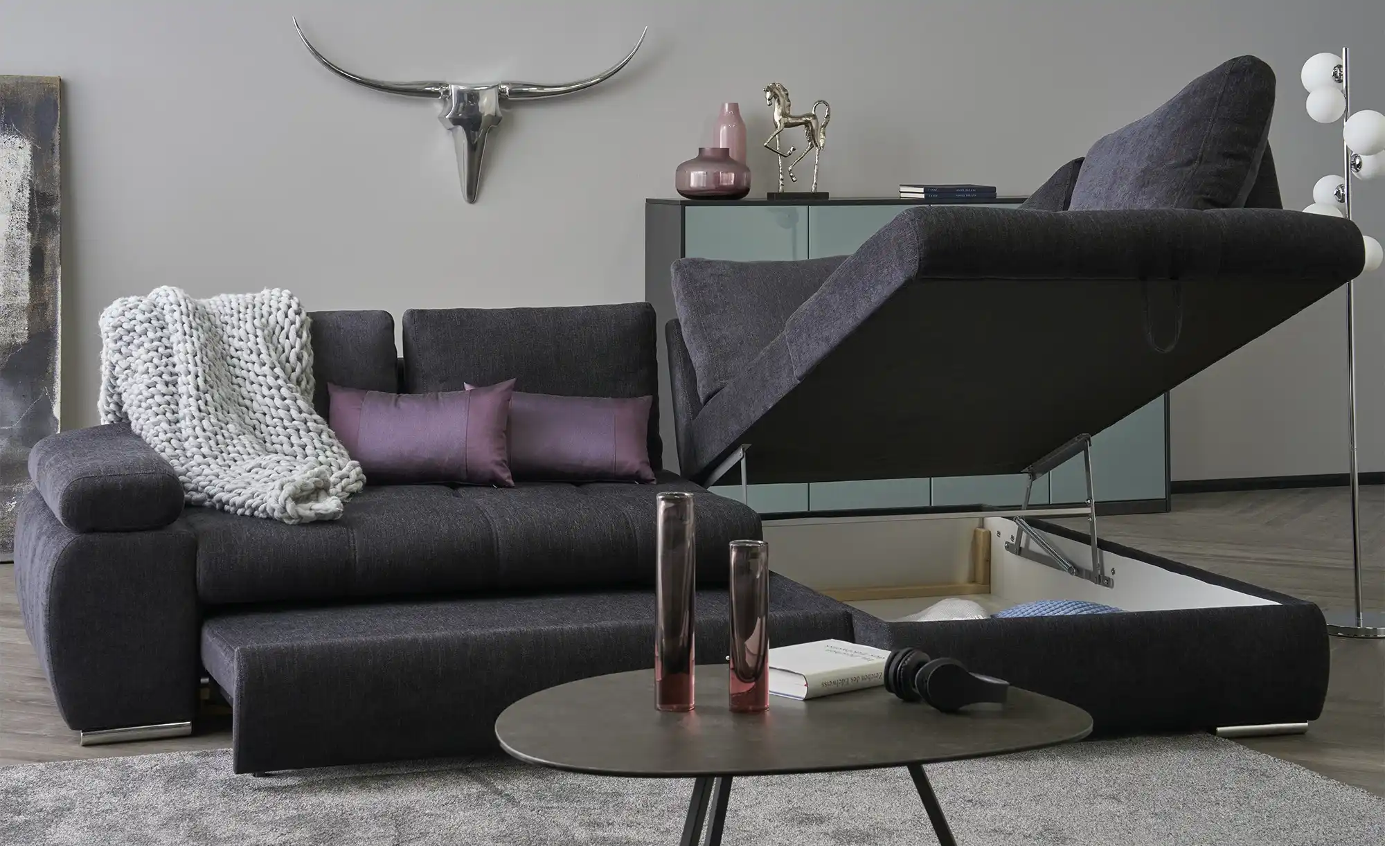 Twist Ecksofa aus Flachgewebe Sky