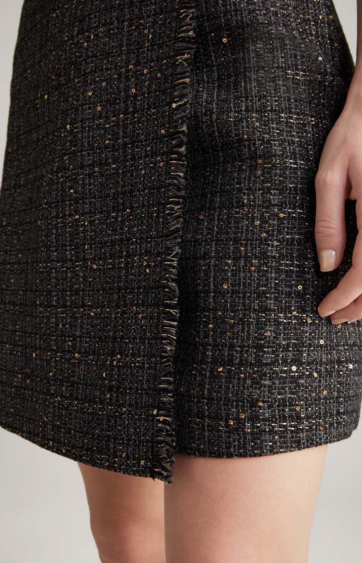 Tweed-Rock in Schwarz/Grau/Gold