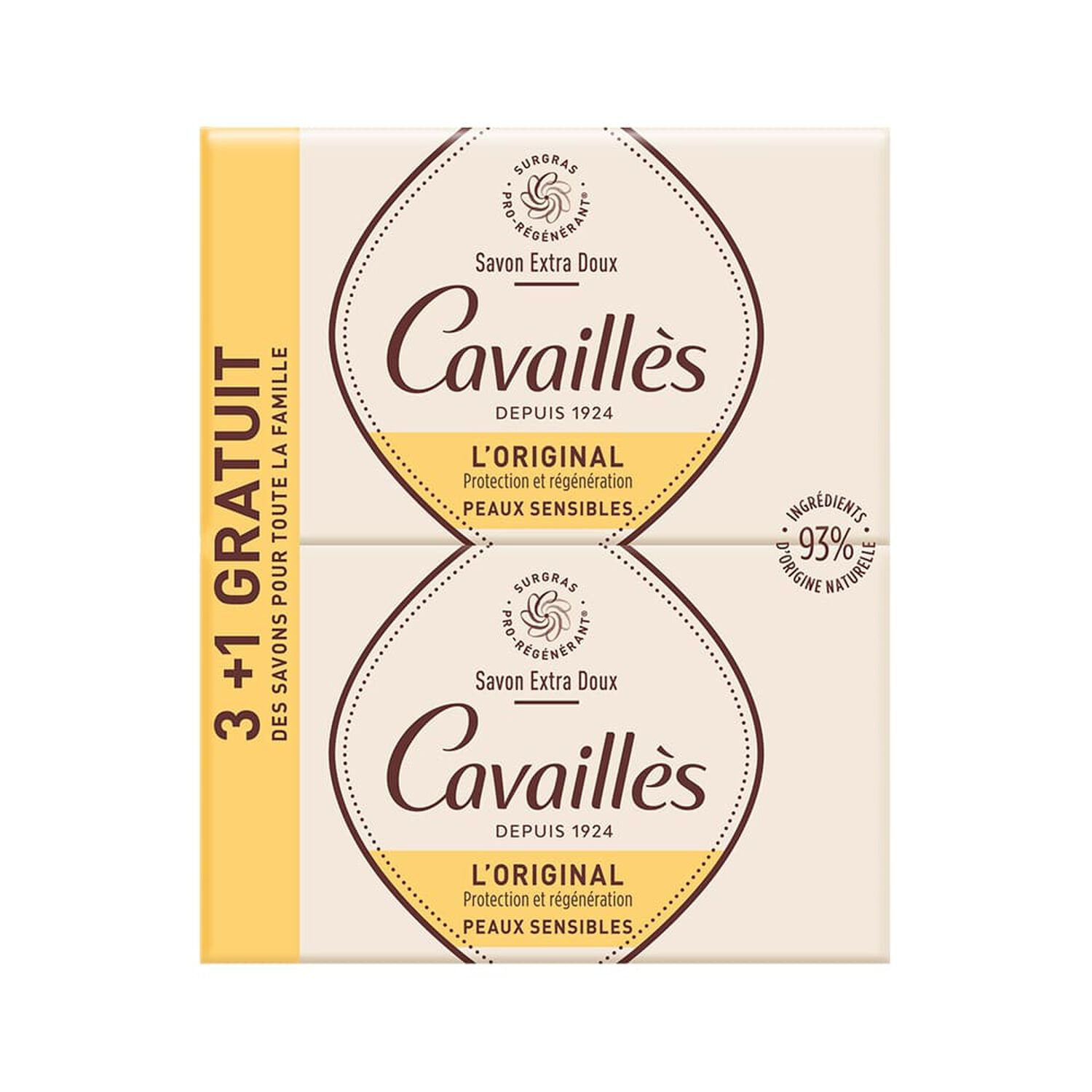 Cavaillès l'Original Savon Extra Doux Lot de 3 x 250G + 1 Gratuit