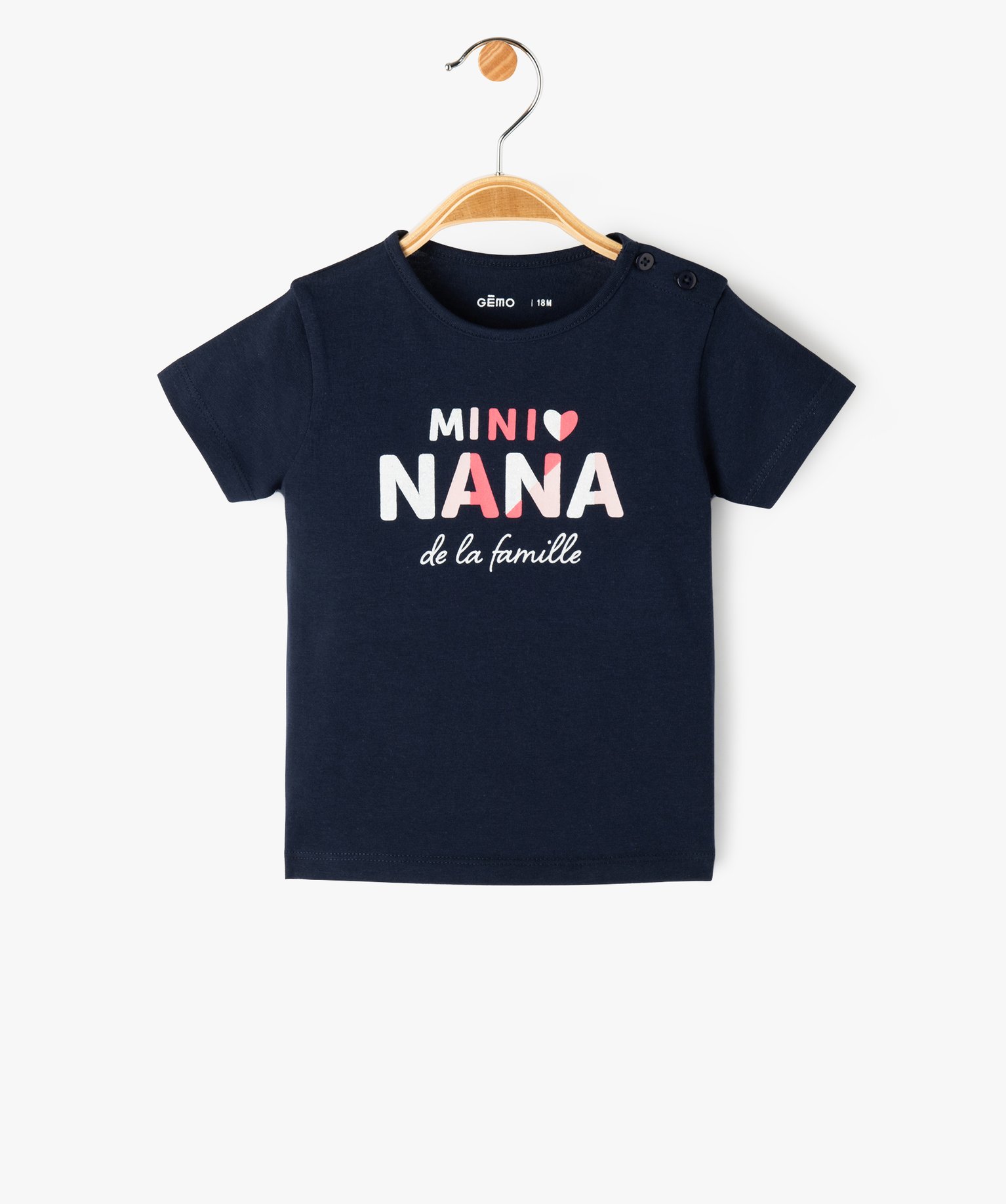 Tee-shirt bébé fille en coton à manches courtes et motif ... marine | GEMO