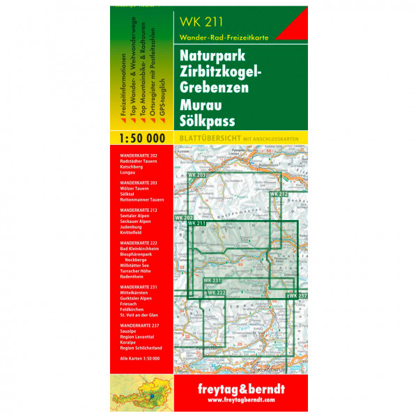 Freytag & Berndt - Naturpark Zirbitzkogel-Grebenzen-Murau-Sölkpass - Wanderkarte