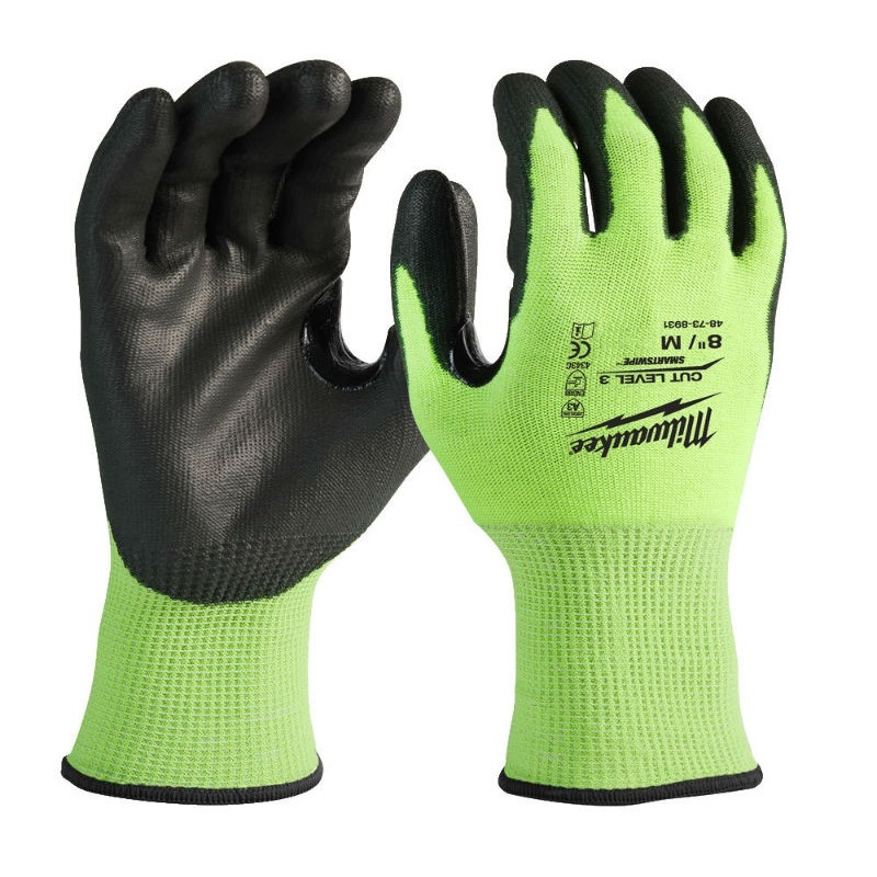 Accessoires Milwaukee 4932478132 Gants de travail haute visibilité anti-coupure classe 3/C - L/9 - 1 paire