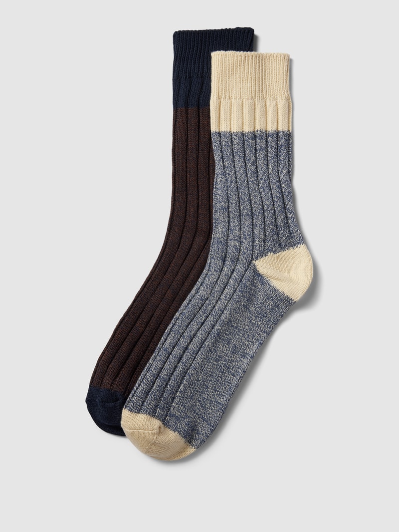 Socken in melierter Optik im 2er-Pack in blau meliert