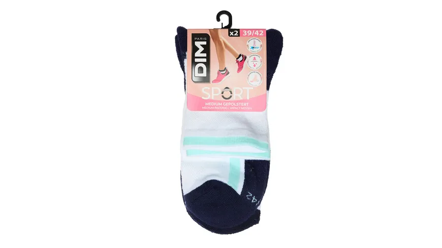 DIM Damen Kurzsocken Sportsocken Ankle Sport 2er Pack weiss/aurore