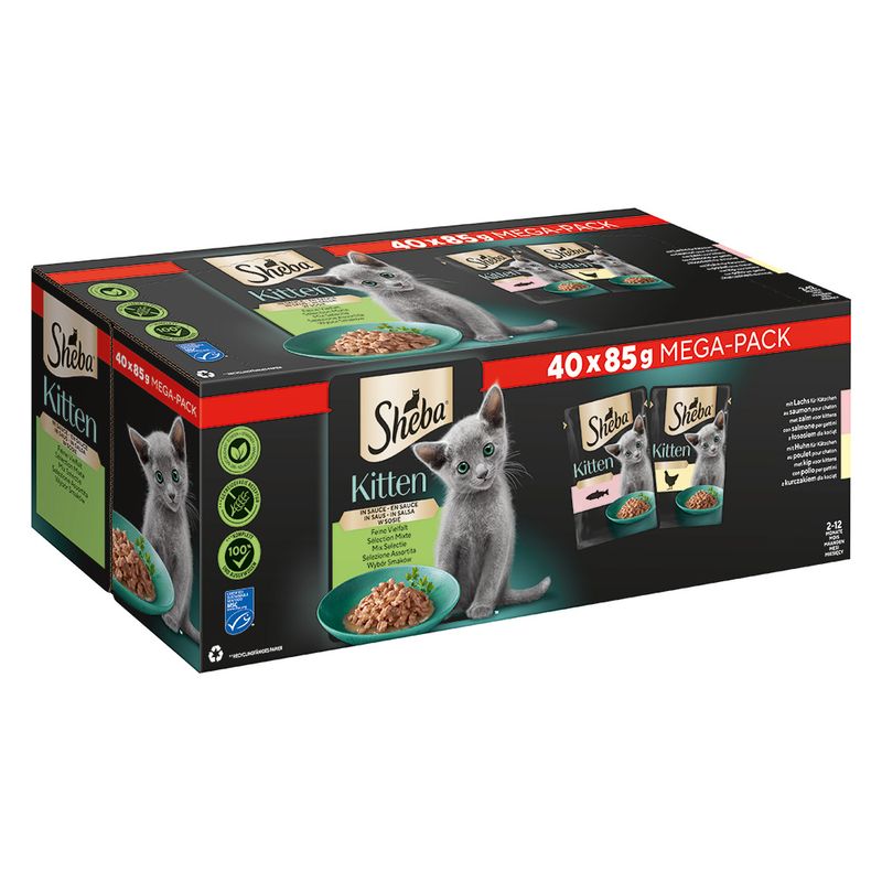 Sparpaket Sheba Kitten Varietäten Frischebeutel 80 x 85 g
