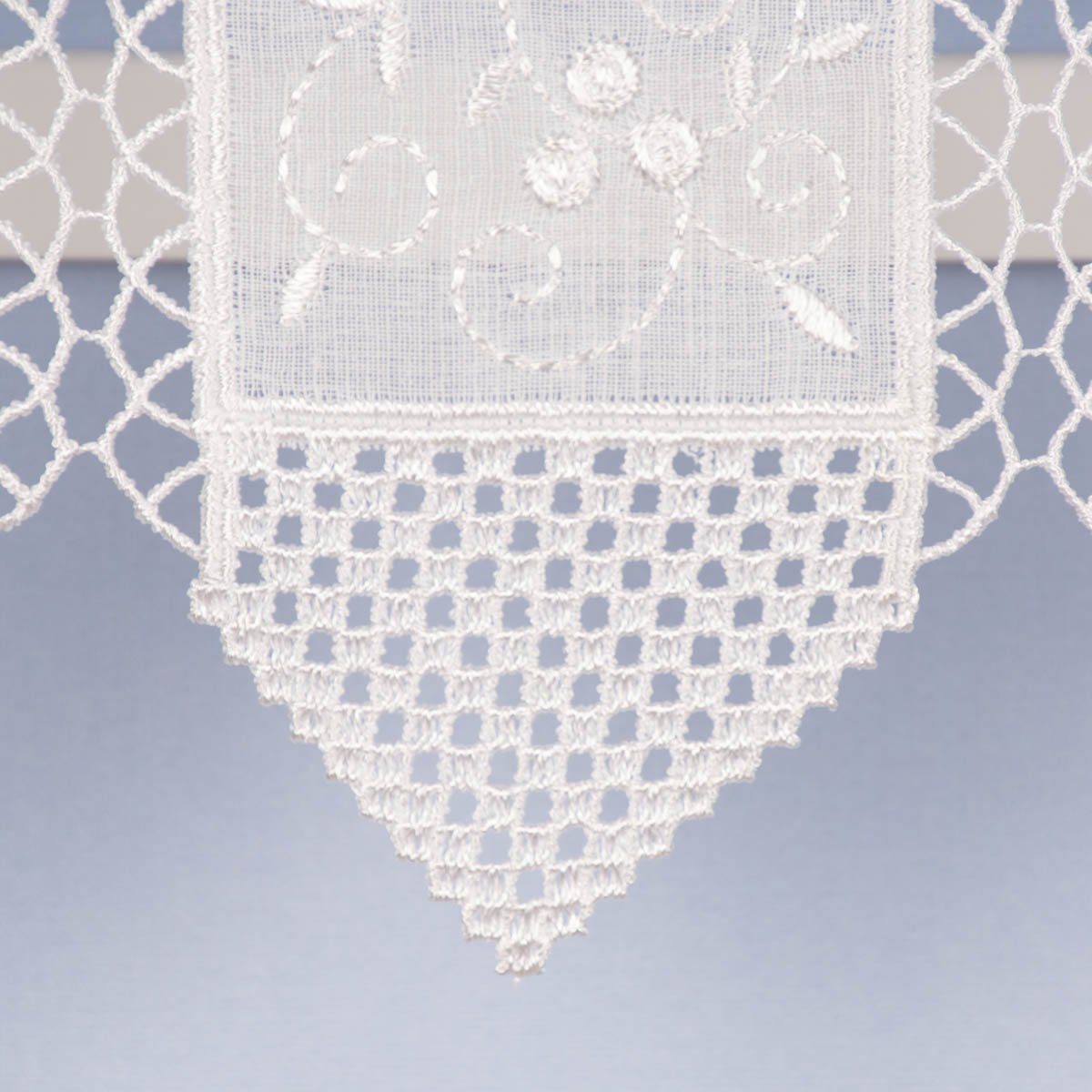 Meterware Scheibengardine bestickt Meterware Leinenstruktur Voile Blumenranke n, SCHÖNER LEBEN., leicht perforiert, Polyester, pflegeleicht