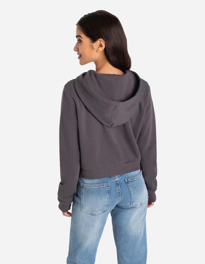 Cropped Sweatjacke - einfarbig