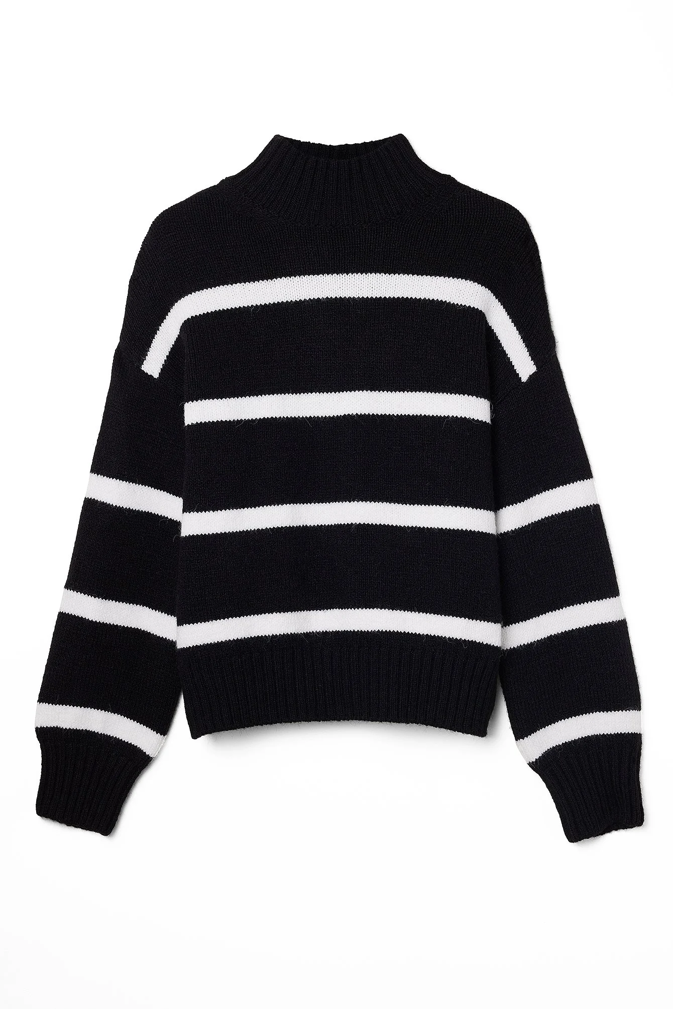 Gestreifter Strickpullover mit Rollkragen