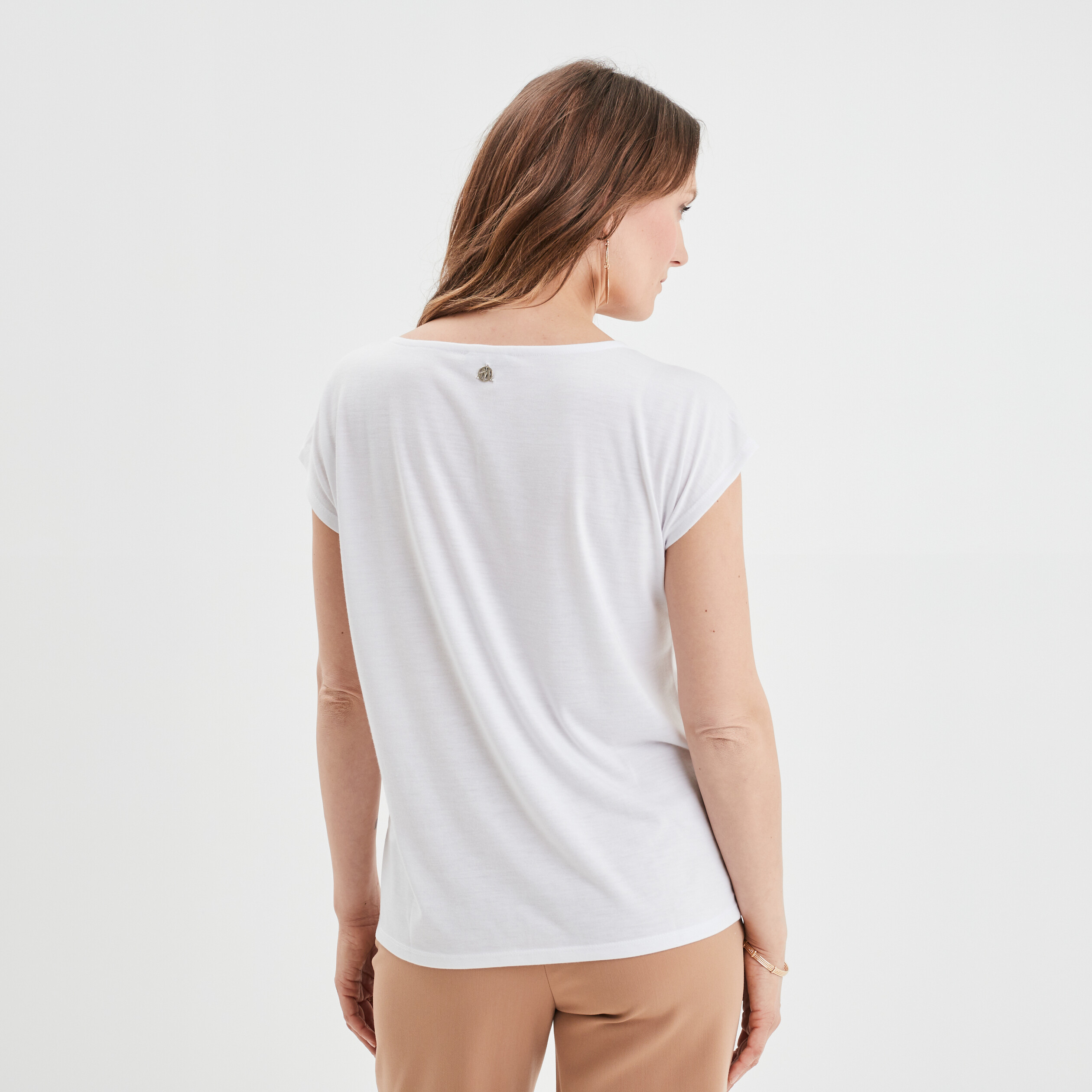 T-shirt col rond à strass Mosquitos ecru femme | La Halle