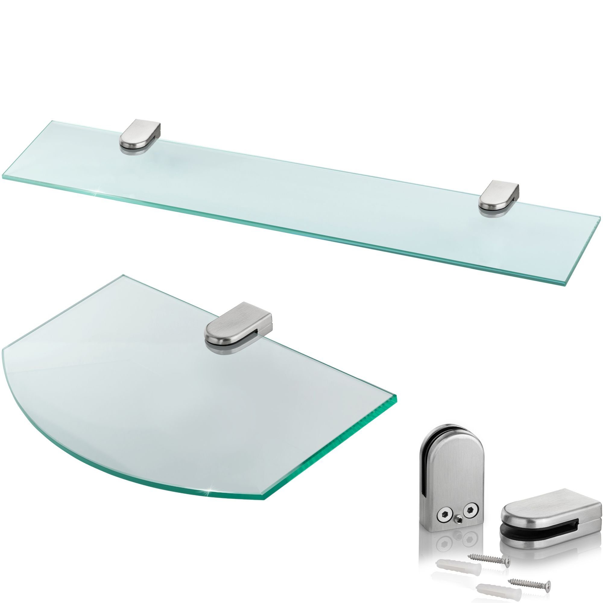 bonsport Badregal Glas Regal, Glasregal klar rechteckig 30 x 10.16 x 0.6 cm